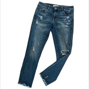 DL1961 distressed raw hem cropped jeans size 28